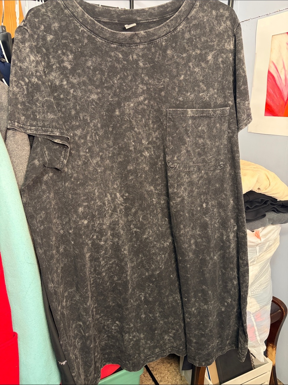 just be Black Acid-Wash Women’s Pocket Tee